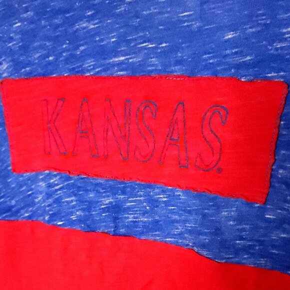Colosseum University Of Kansas Red Vintage Look Wide Neck Long Sleeve Top XL - Picture 4 of 5